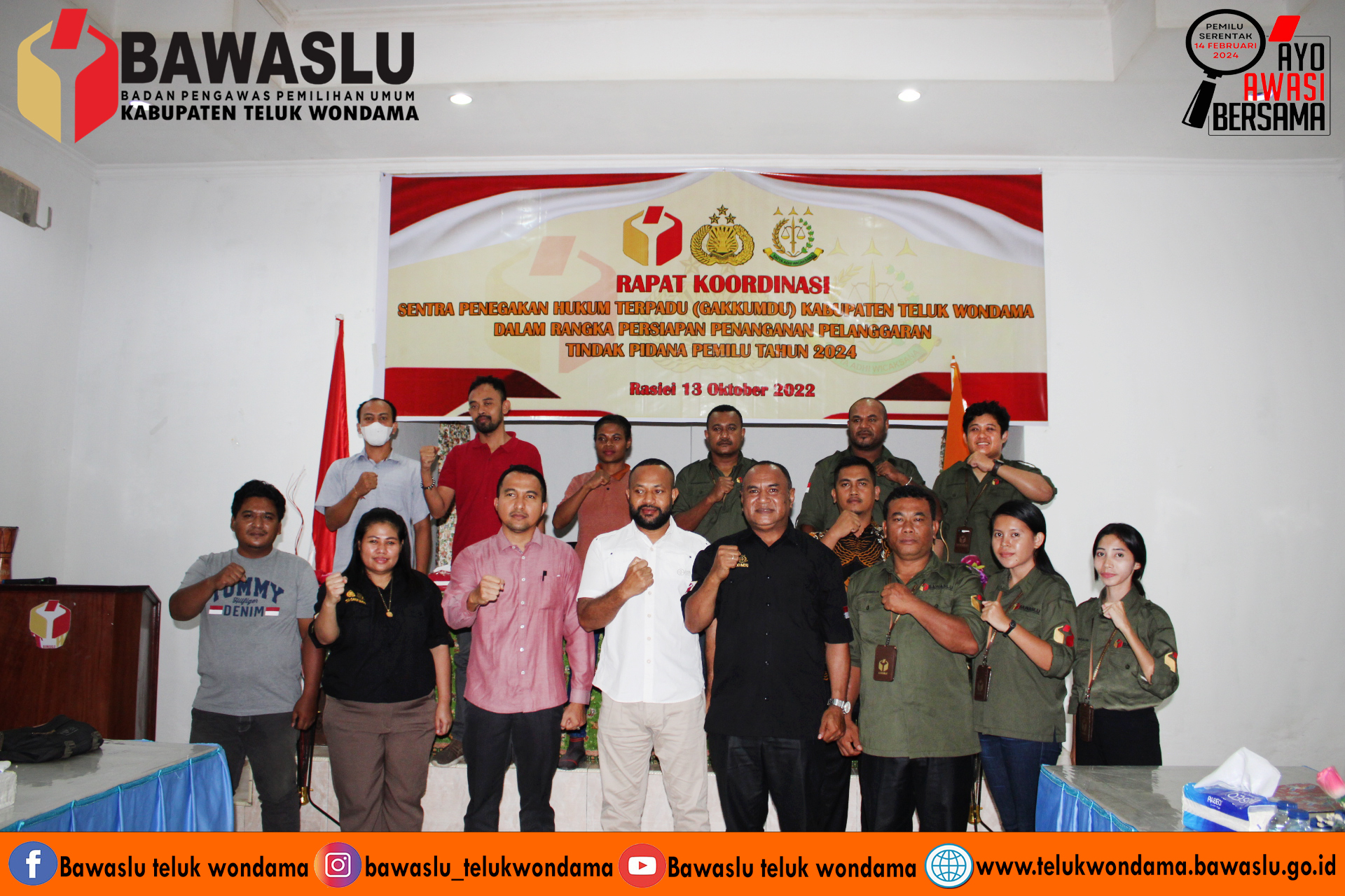Bawaslu Kabupaten Teluk Wondama Melaksanakan Rapat Koordinasi Sentra Gakkumdu Pada pemilu Serentak Tahun 2024 Bersama Kepolisian dan kejaksaan