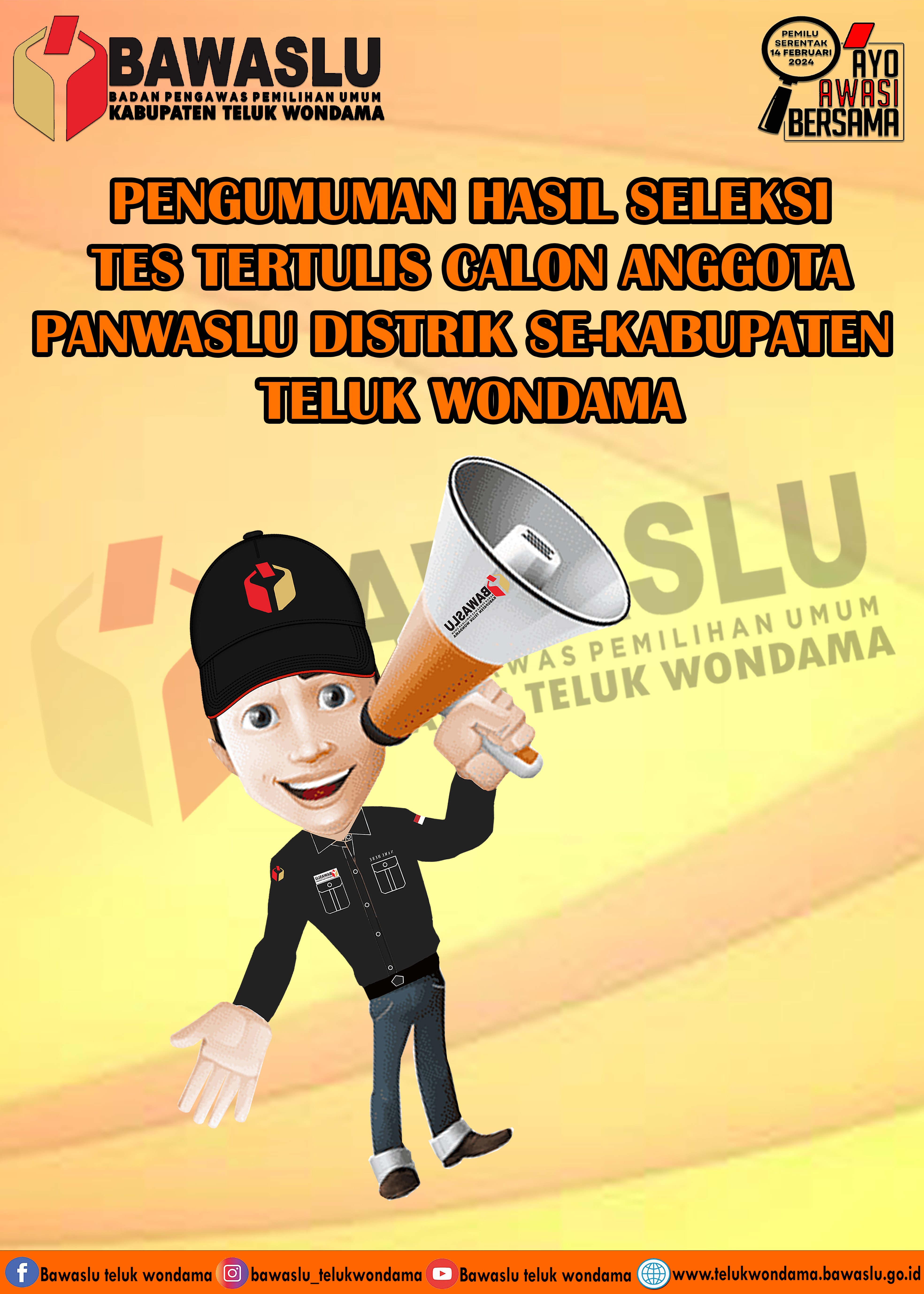 Pengumuman Tes Tertulis panwaslu Distrik Se-Kabupaten Teluk Wondama