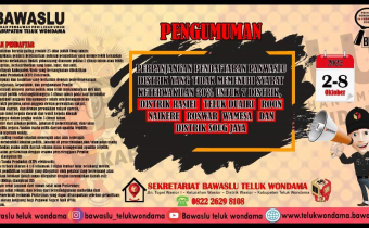 Bawaslu Teluk Wondama Perpanjang Pendaftaran Calon Panwaslu Untuk 7 Distrik